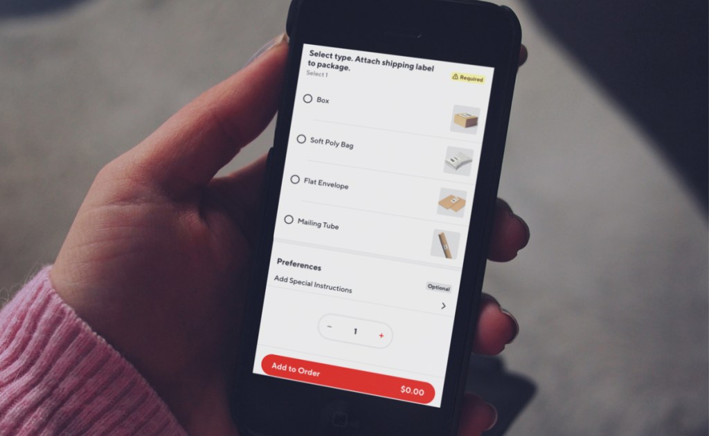 Package PIckup by DoorDash - Choose your package type