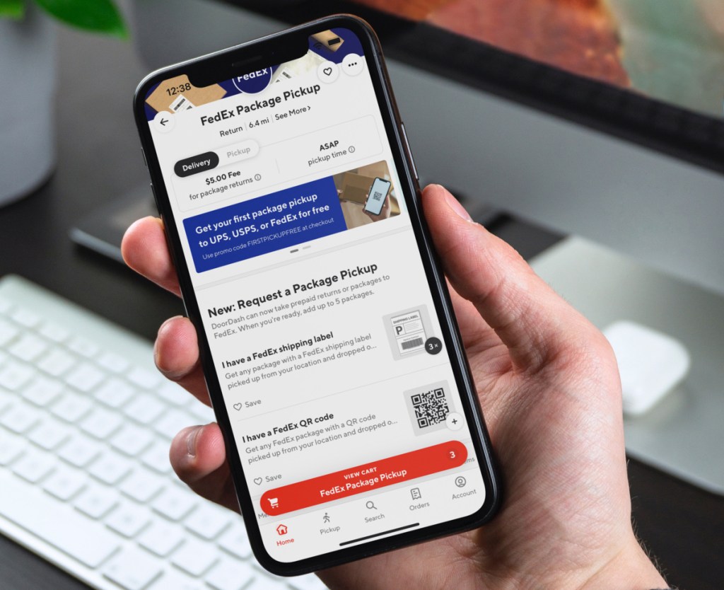 doordash package pickup - choose your label type QR code or preprinted