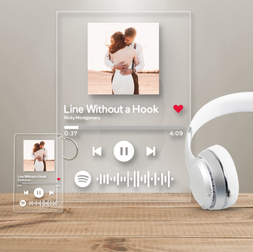 best valentine's day gifts for men include a myspotify plaque and keychain for music lovers