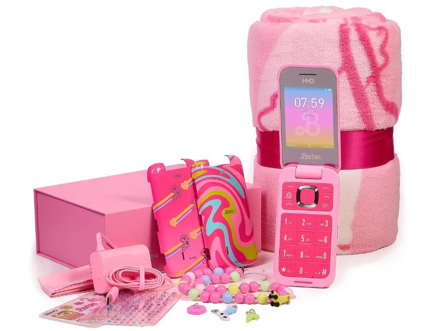 Tracfone HMD Barbie Flip Phone w/ Accessories stock image