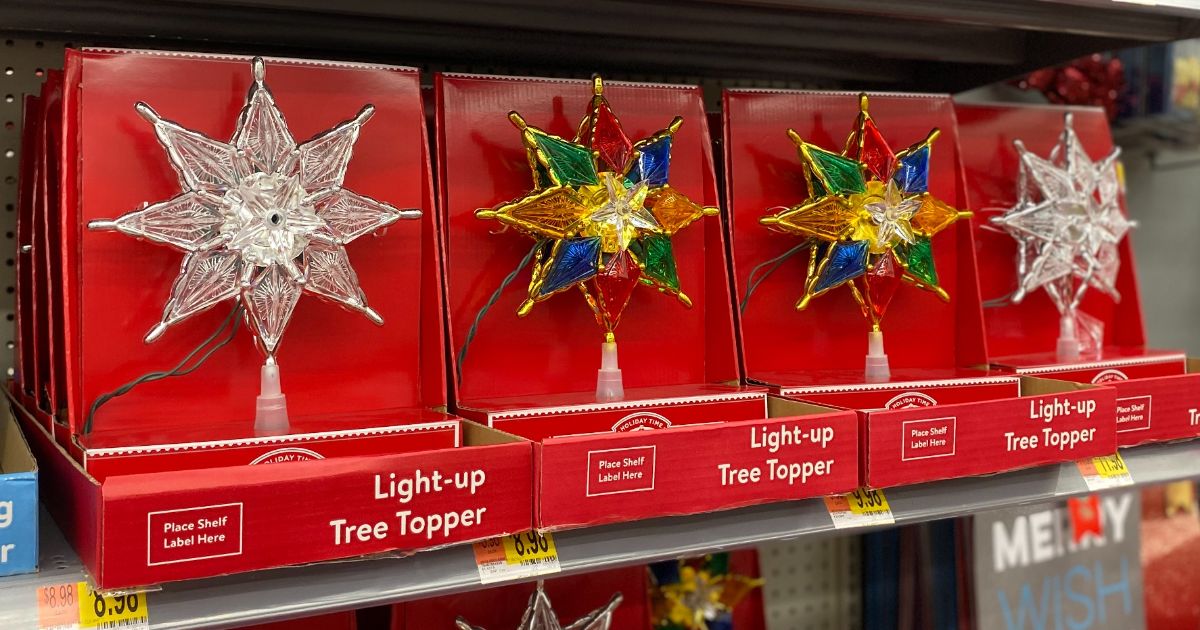 Light up tree toppers on Walmart christmas clearance 