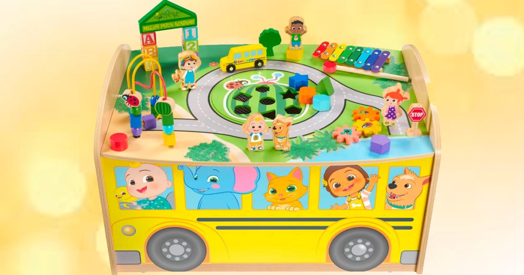 cocomelon wooden bus activity table