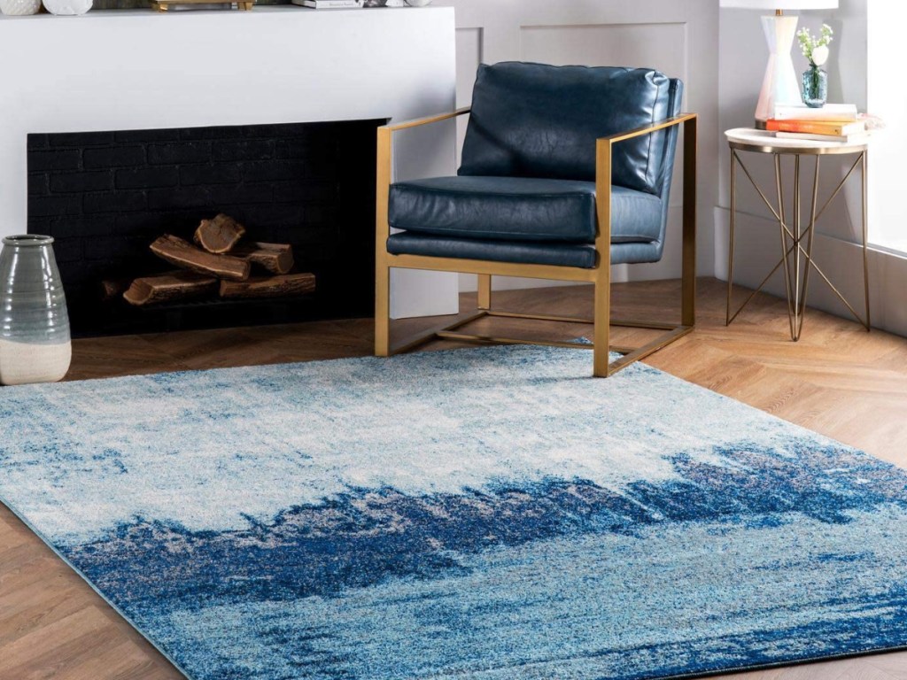 nuLOOM Alayna Abstract 5' x 7' Area Rug - Blue in living room