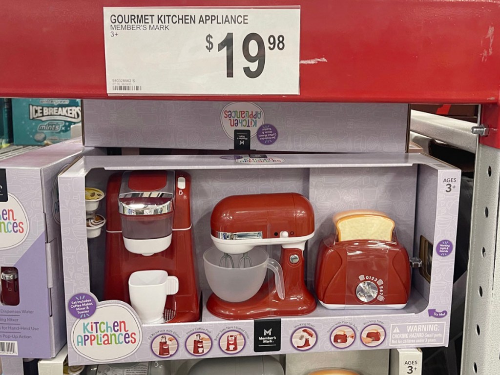 red play kitchen appliances in box
