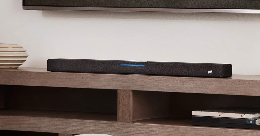 soundbar on console table under TV