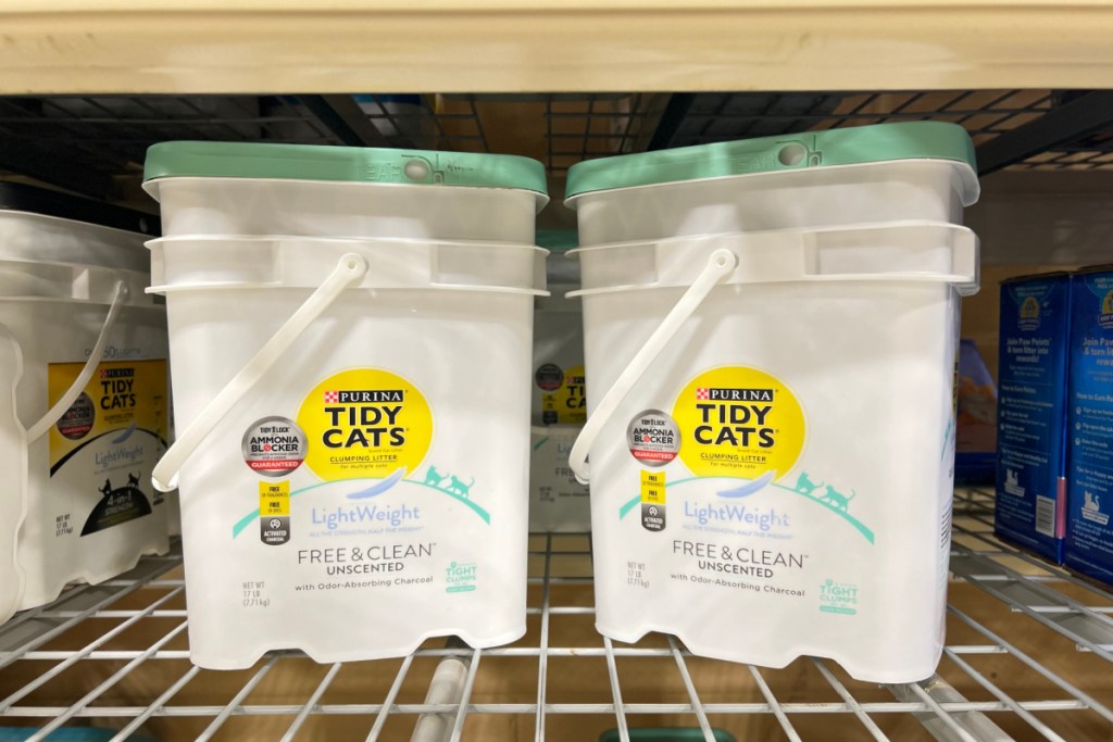 cat litter on shelf