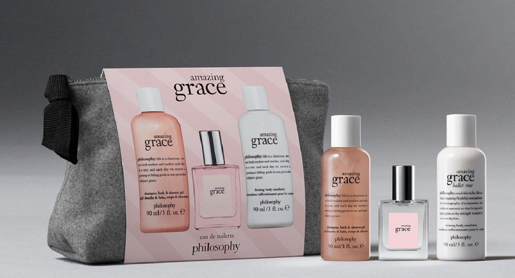 stock image of Philosophy Holiday Amazing Grace Eau de Toilette & Bath Pouch