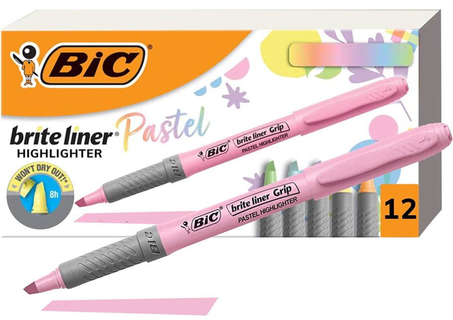BIC Brite Liner Grip Pastel Highlighter Set 12 count