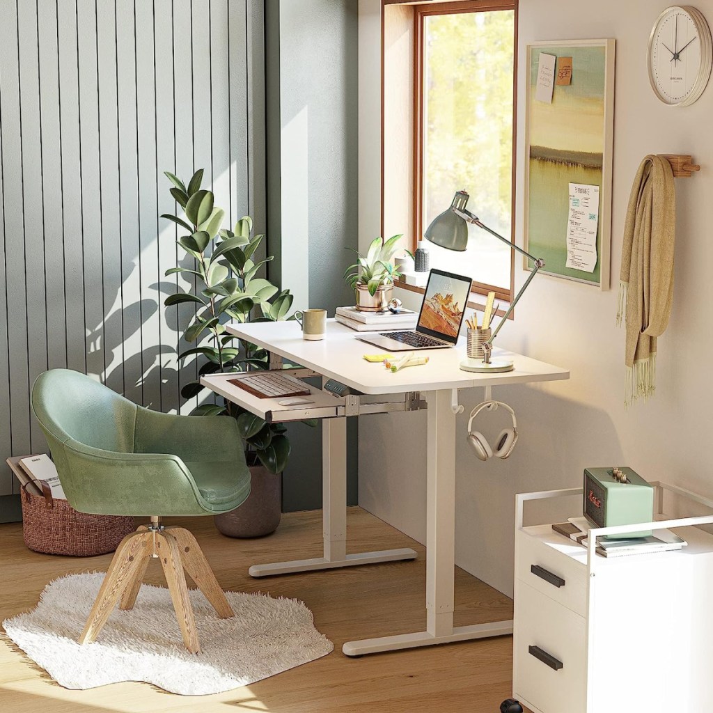 FEZIBO Height Adjustable Desk with keyboard tray