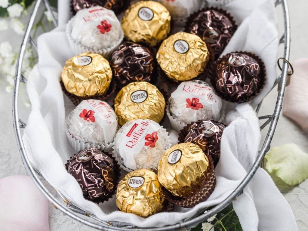 Ferrero Rocher Chocolates in a basket