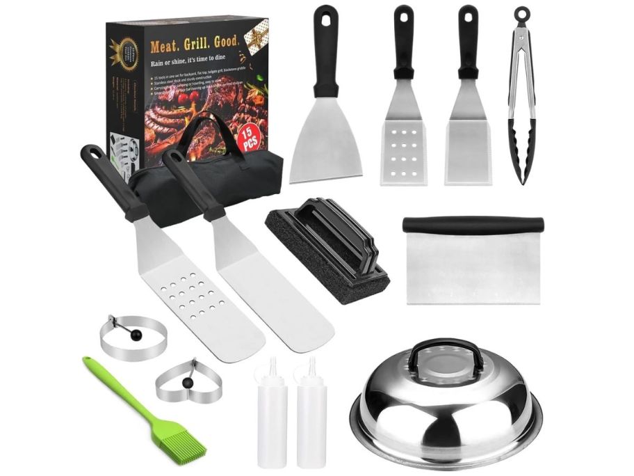 KOYMISKU Grill Tool Accessories 15-Piece Set stock image