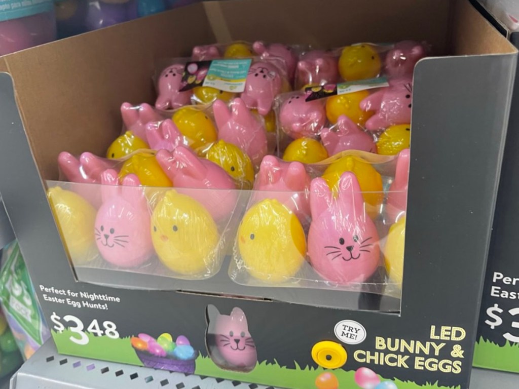 box of LED bunny and chick easter eggs