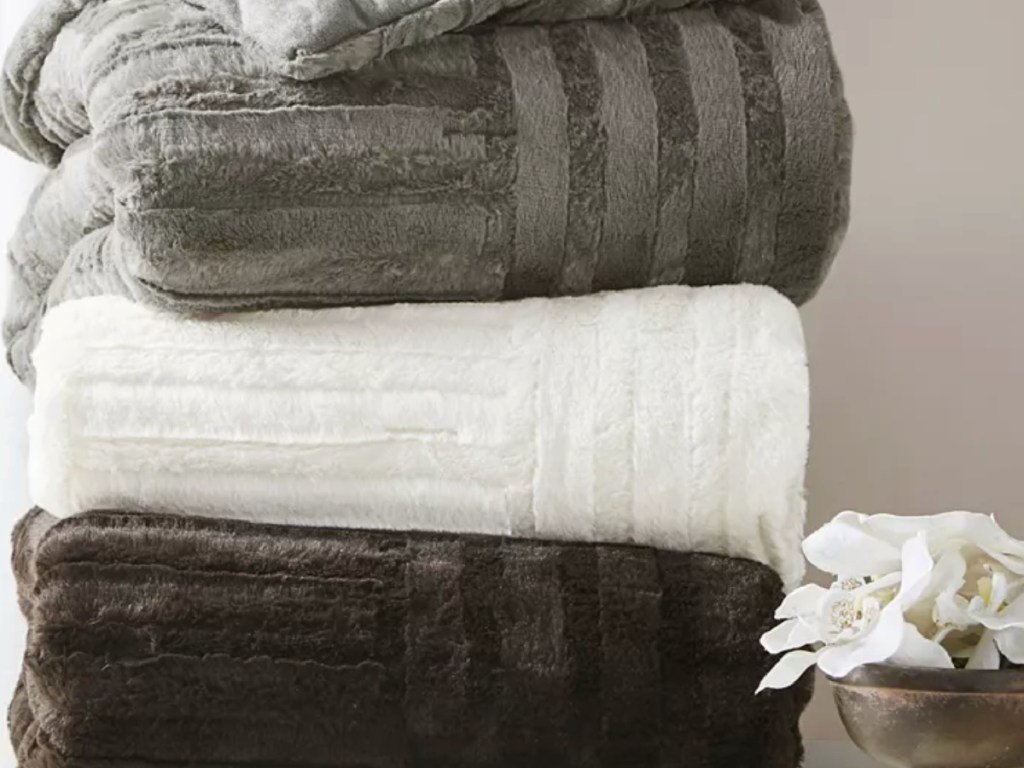 Madison Park Arctic Checkerboard PlushFaux-FurThrow in different colors