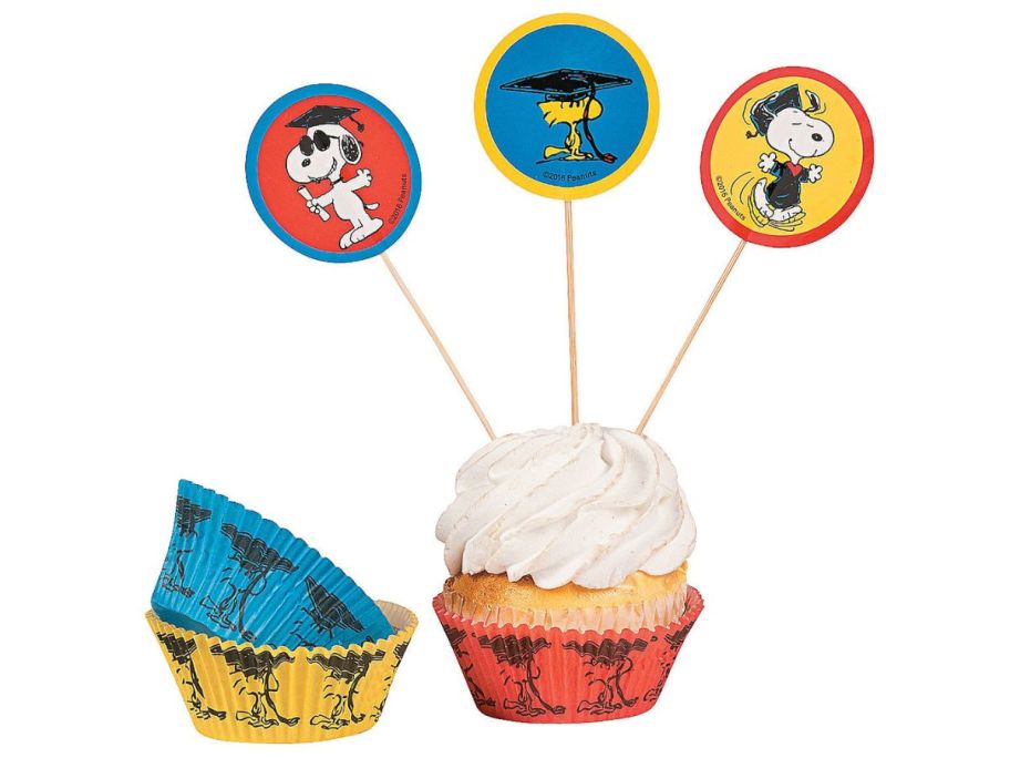 Peanuts Graduation Paper Cupcake Liners w/ Picks