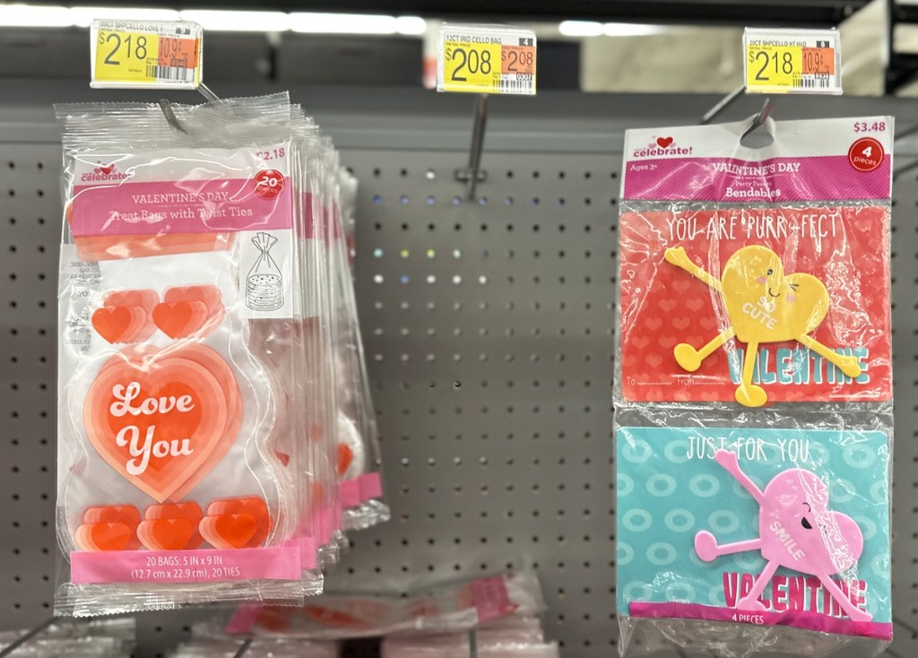 valentines day treat bags on walmart display