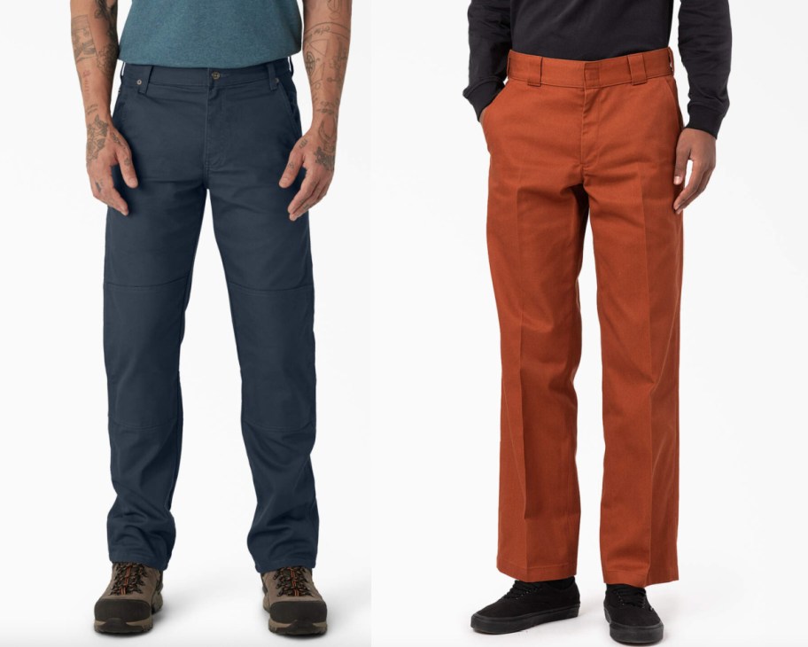 blue and brown work pants