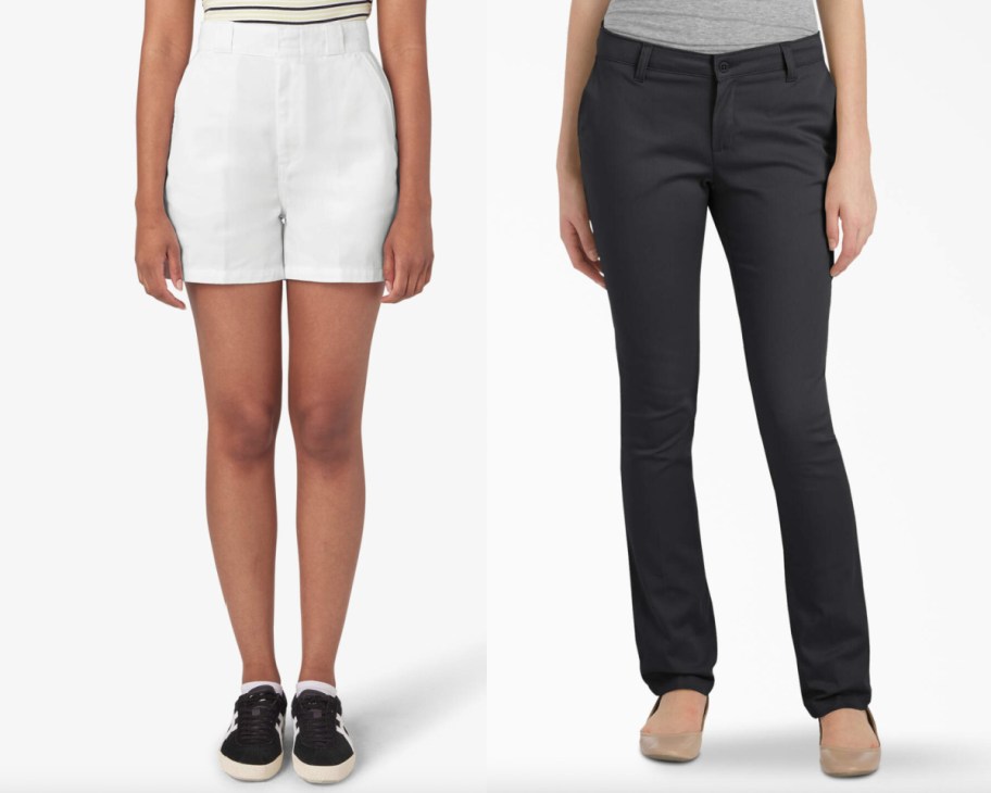 white shorts and black pants