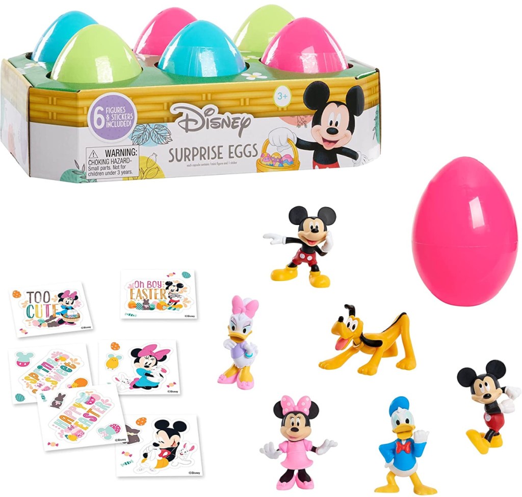 Mickey mouse themed character eggs in and out of package