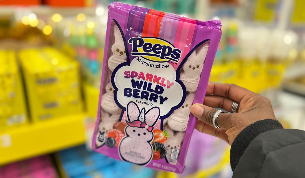 peeps sparkly wild berry package in-hand