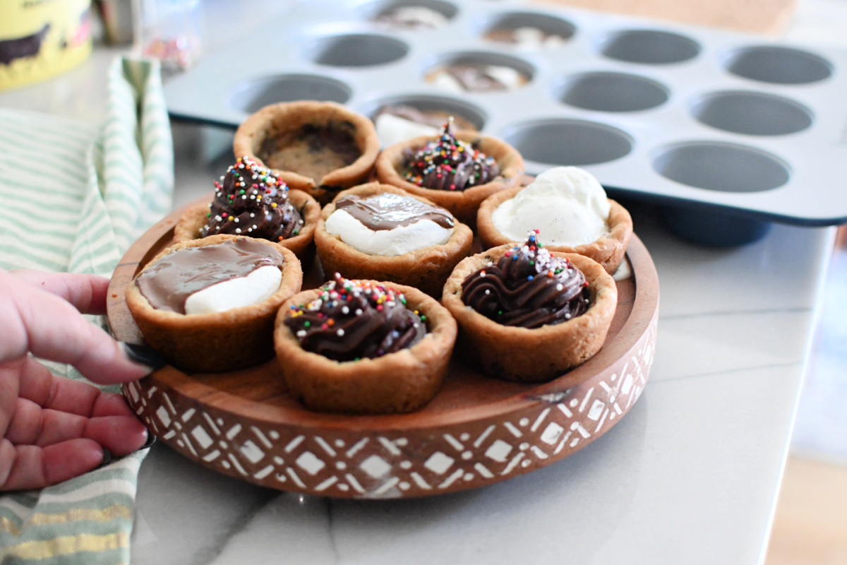 platter with cookie cups