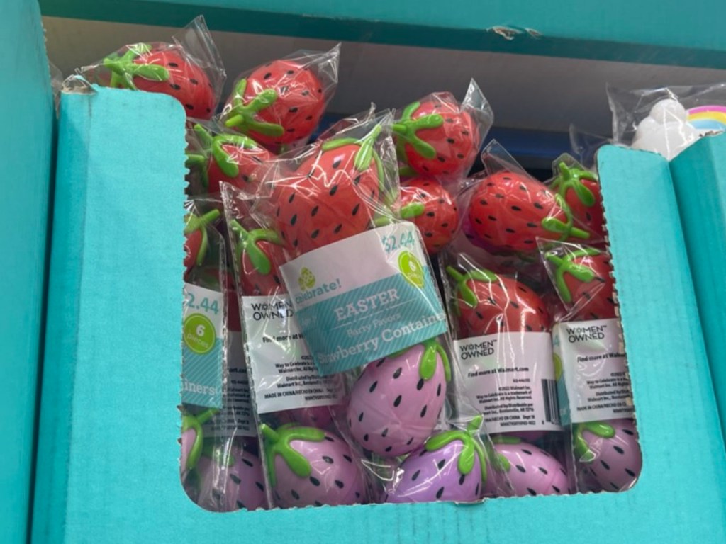 box of strawberry shaped easter eggs