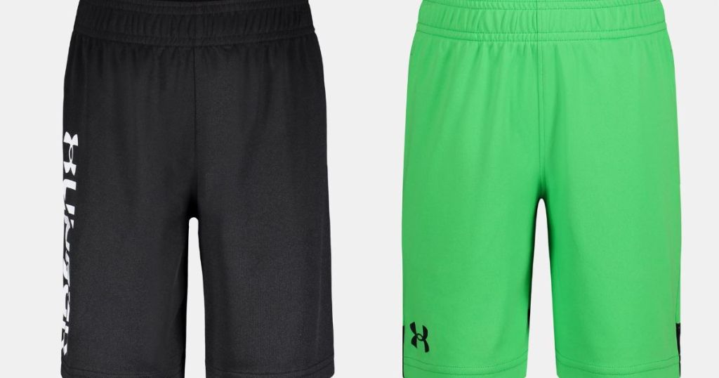 black and white under armour kids shorts and neon green and black under armour kids shorts