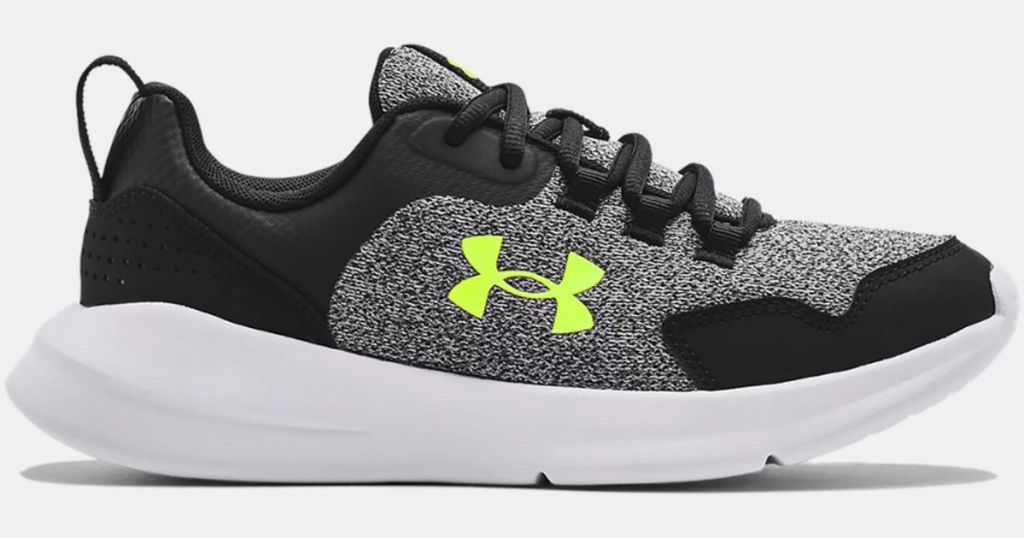 black gray and green under armour shoe