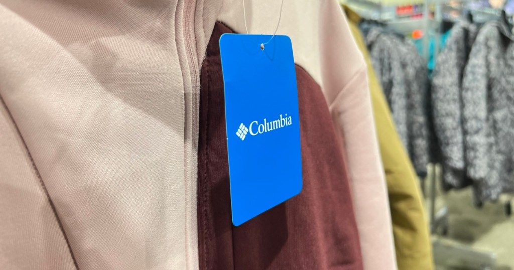columbia tag on fleece jacket in store