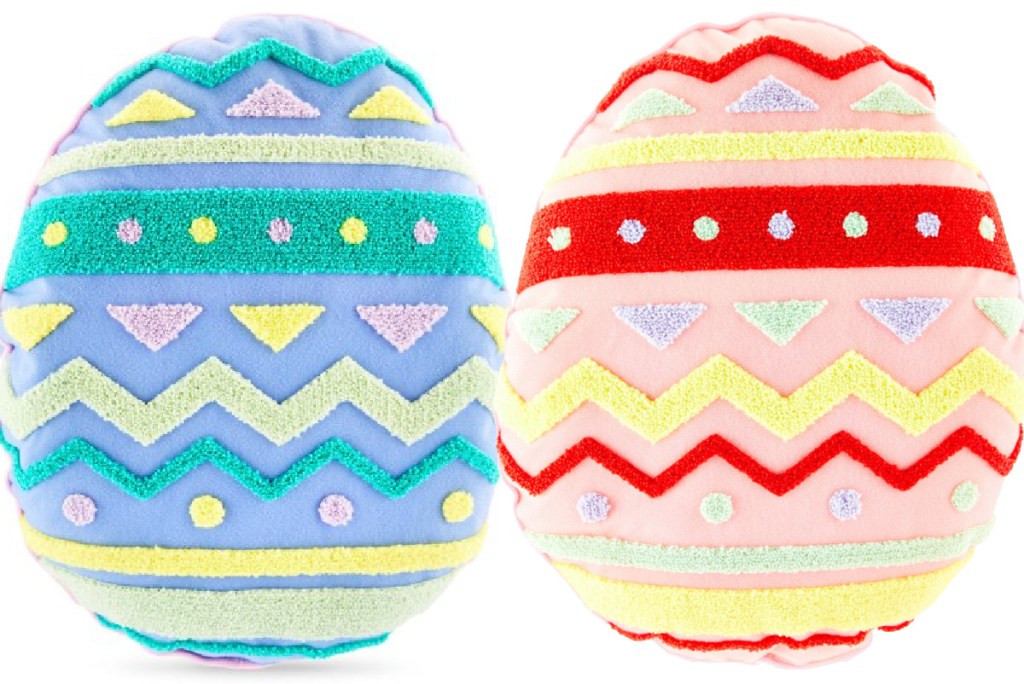 Easter Egg Shaped Soft Pillow in blue and red