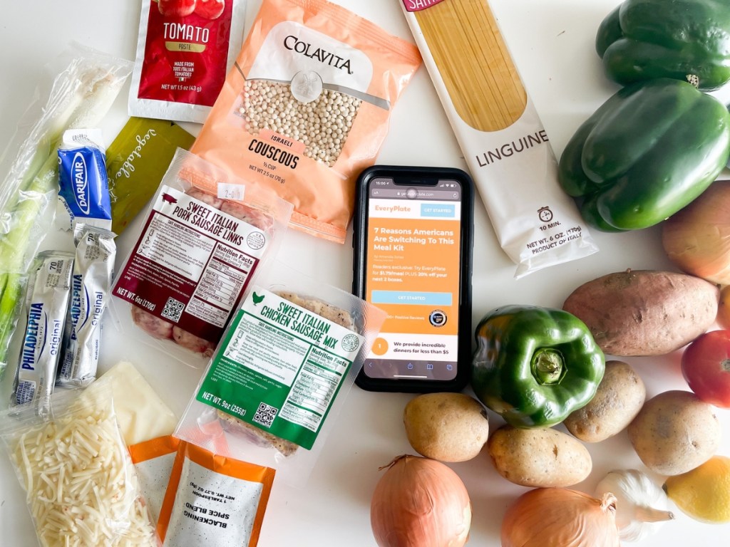 Everyplate ingredients sitting on counter