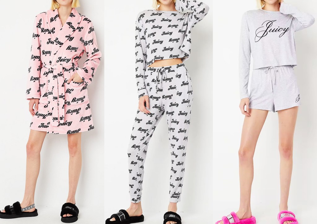 three women modeling juicy couture pajama sets