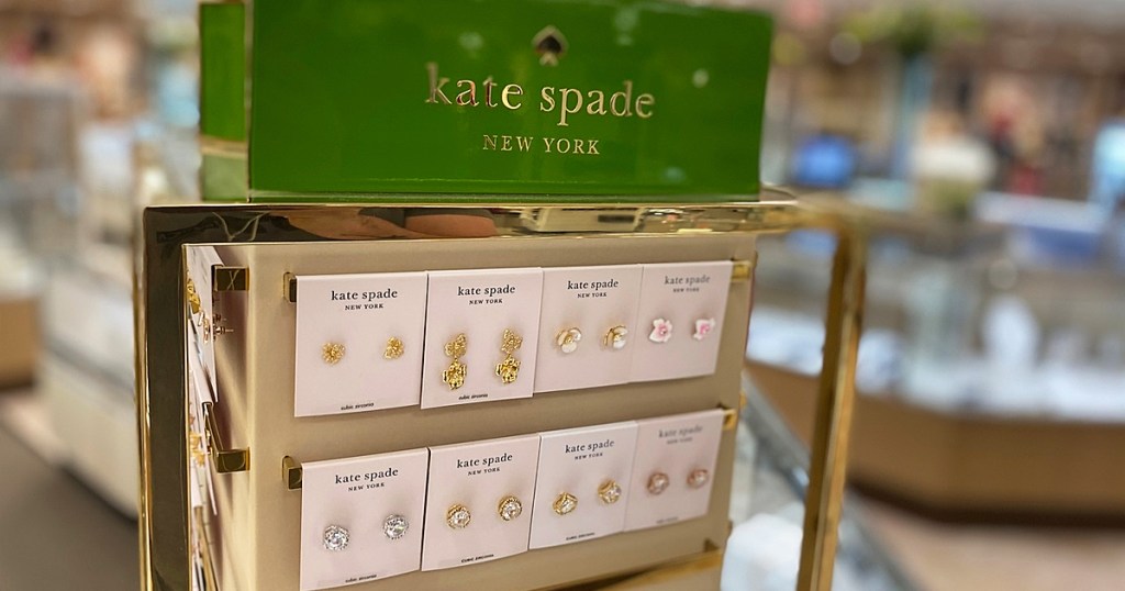 display of kate spade earrings in store