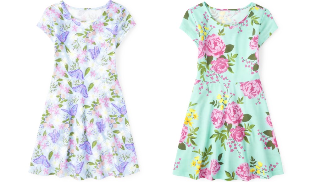 butterfly and floral print dresses