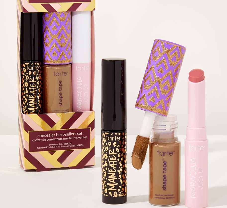 mini tubes of tarte mascara, concealer, and lipstick