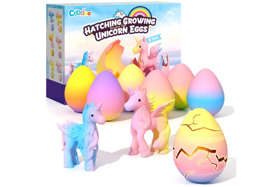 Unicorn Hatching Rainbow Eggs stock photo
