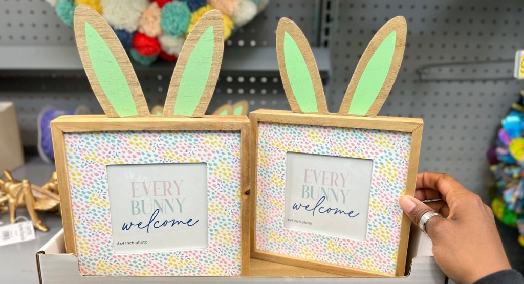 easter bunny frames in woman's hands