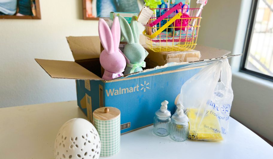 easter items in open walmart box