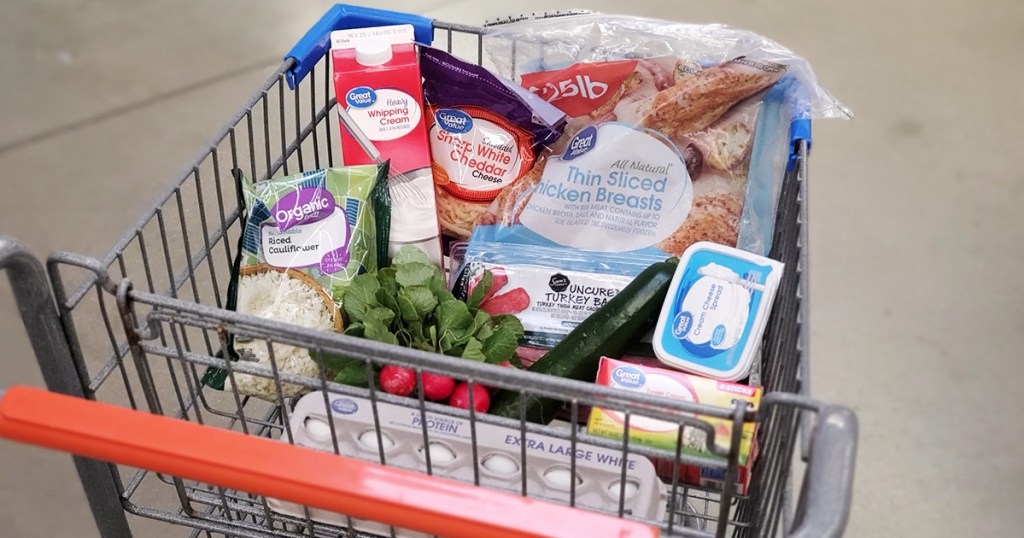 keto groceries in Walmart cart