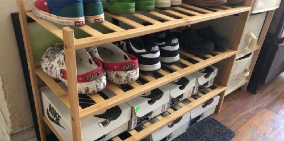 Bamboo Shoe Rack Only $13.98 on Amazon (Reg. $30) | Use it for Plants or Bathroom Storage!