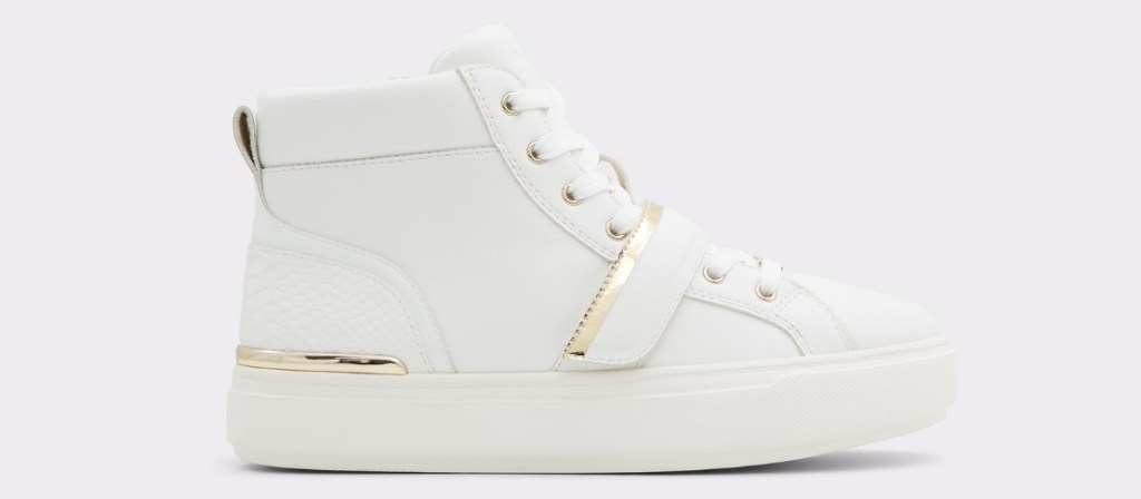 White and gold high top sneaker