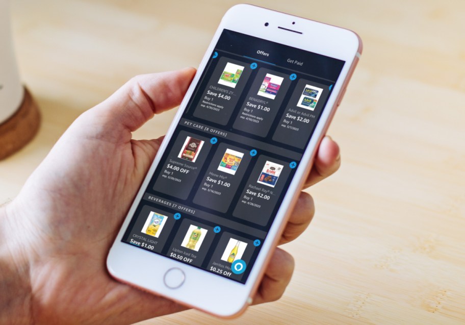 Woman Browsing the Alexa Shopping list offers so she can get Amazon prime day credits towards her Amazon Shopping List