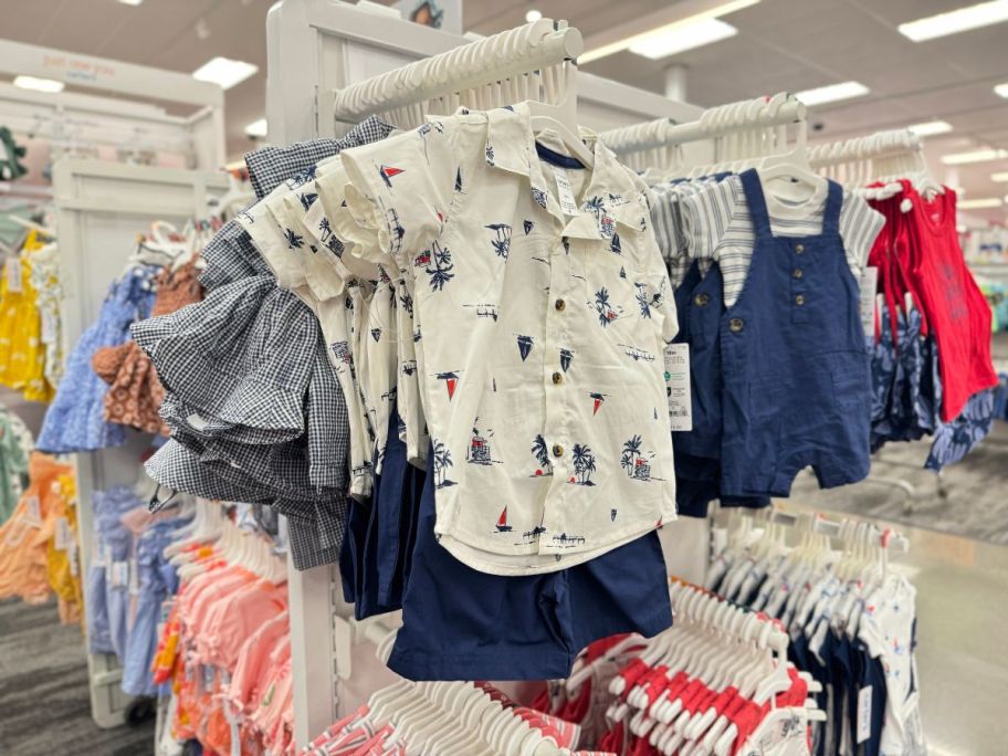 Carter's toddler 2 piece blue shorts and shirt with sailboats