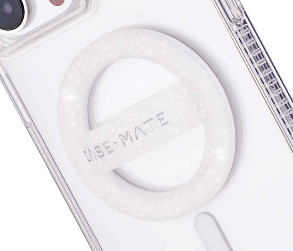 round sparkle loop grip on back of iphone