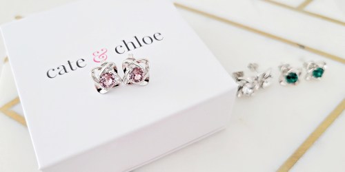 Cate & Chloe 18K Gold Plated Flower Birthstone Earrings Only $18 Shipped