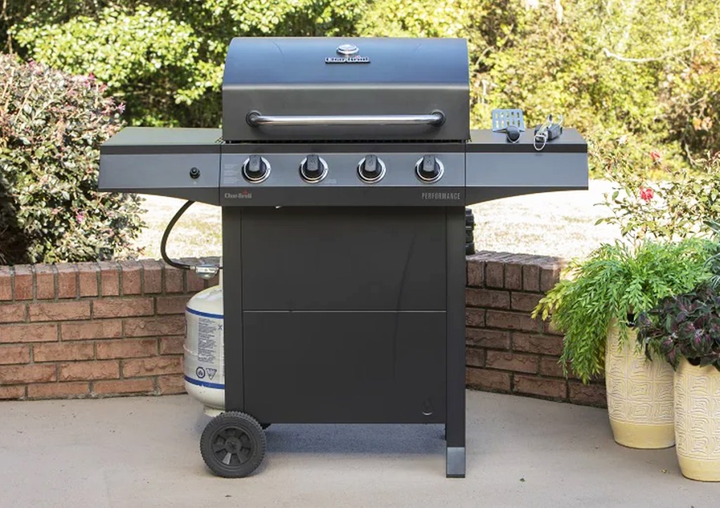 black Char-Broil grill on patio