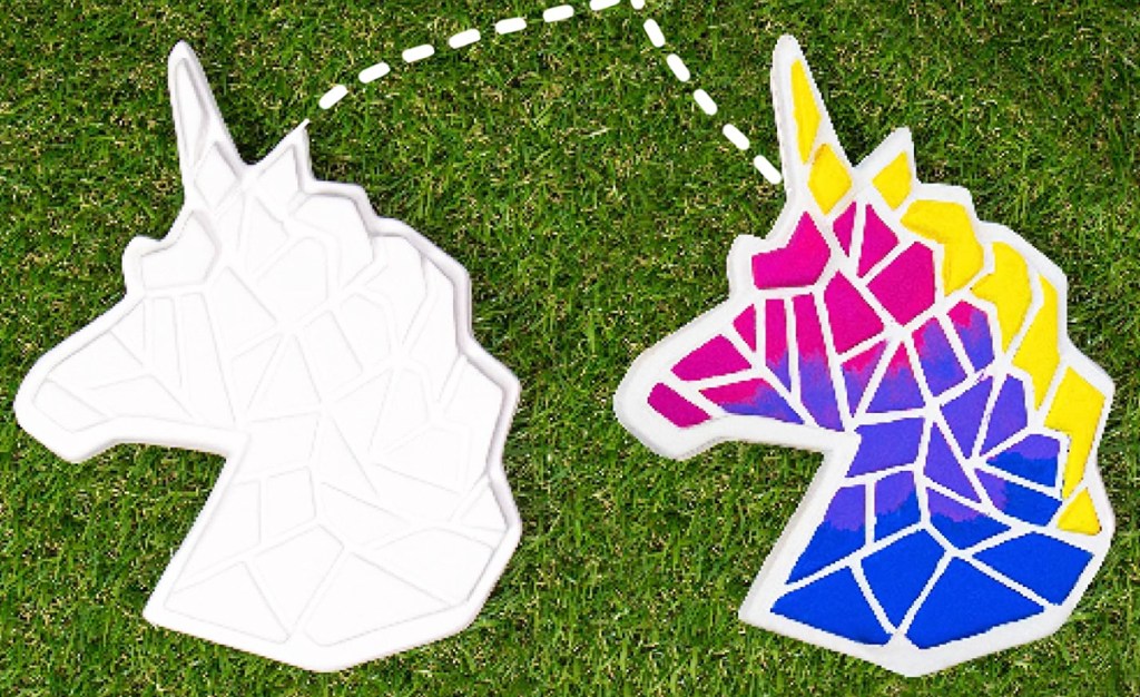 unpainted and finished unicorn stepping stone kits