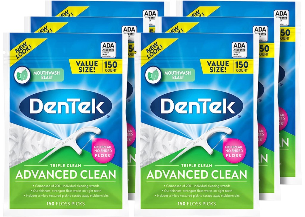 6 bags of DenTek Triple Clean Advanced Clean Floss Picks