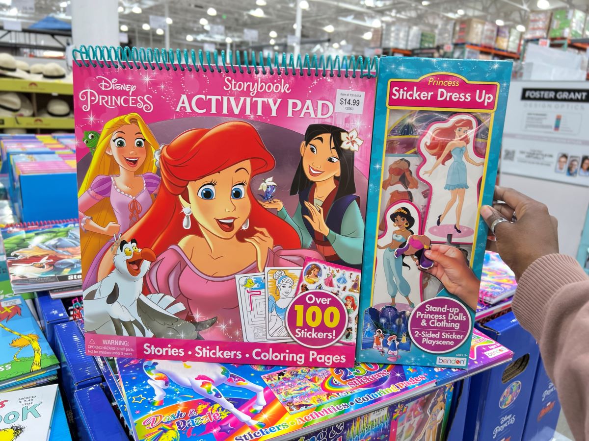 Hand holding a Disney Princess Activity Pad in store