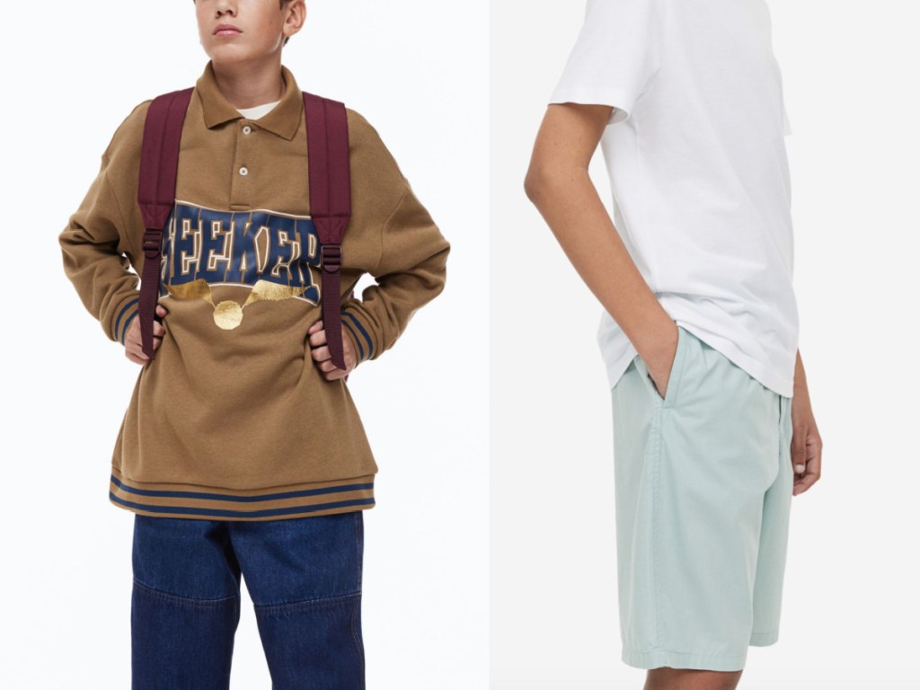 H&M boys wearing sweater and shorts