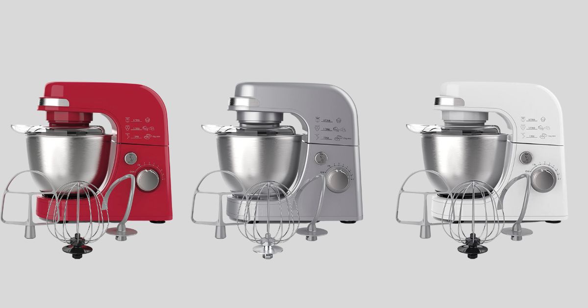 red, sliver, and white Hamilton Beach stand mixers